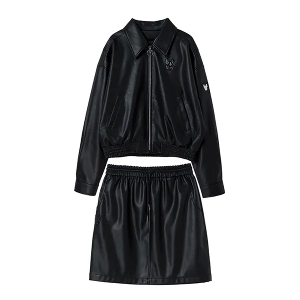 Set Áo + Chân Váy LifeWork Eco Leather Blouson Jacket + Mini Skirt LW231JP774/LW231SK774 Màu Đen