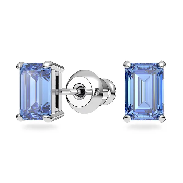Set Dây Chuyền + Khuyên Tai Nữ Swarovski Millenia Set Octagon Cut, Blue, Rhodium Plated 5641171 Màu Xanh