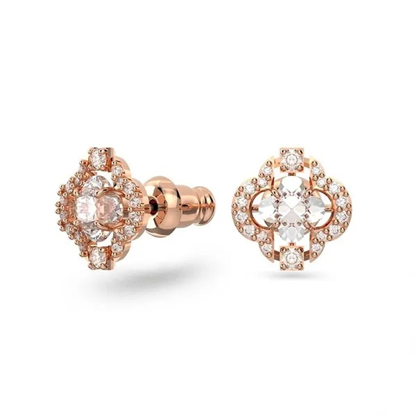 Set Dây Chuyền + Khuyên Tai Nữ Swarovski Sparkling Dance Set Mixed Cuts, Clover, White, Rose Gold-Tone Plated 5642930 Màu Vàng Hồng