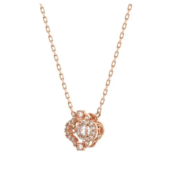 Set Dây Chuyền + Khuyên Tai Nữ Swarovski Sparkling Dance Set Mixed Cuts, Clover, White, Rose Gold-Tone Plated 5642930 Màu Vàng Hồng