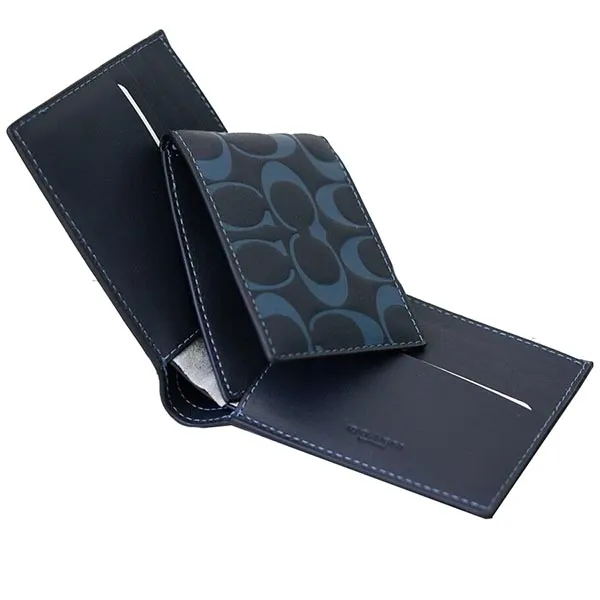 Set Ví Nam Coach Boxed 3 In 1 Wallet Gift Set In Signature Leather CJ737 Màu Xanh Navy