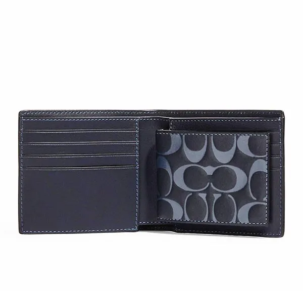 Set Ví Nam Coach Boxed 3 In 1 Wallet Gift Set In Signature Leather CJ737 Màu Xanh Navy