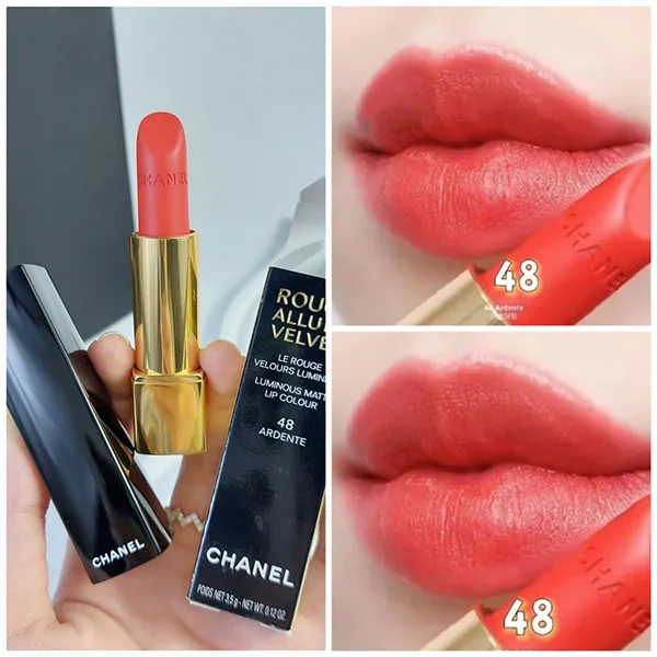Son Chanel Rouge Allure Velvet Luminous Matte Lip Colour 48 Ardente Màu Đỏ Cam - Son Môi - Vua Hàng Hiệu