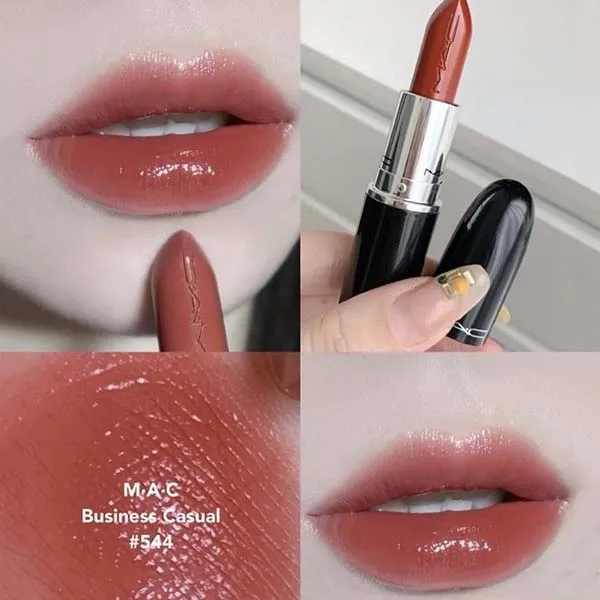 Son Mac Lustreglass Lipstick 544 Business Casual Màu Đỏ Hồng Đất - Son Môi - Vua Hàng Hiệu