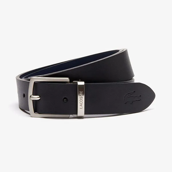 Thắt Lưng Lacoste Men's Reversible Leather Belt And 2 Buckles Gift Set RC4012-J10 Màu Đen Size 90