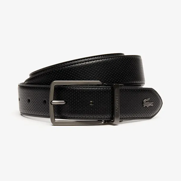 Thắt Lưng Nam Lacoste Men's Engraved Buckle Reversible Piqué Leather Belt RC4002 000 Màu Đen Size 90
