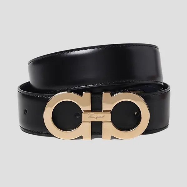 Thắt Lưng Nam Salvatore Ferragamo Gancini Buckle Black & Gold 0725453 Belt Màu Đen - Thắt lưng - Vua Hàng Hiệu