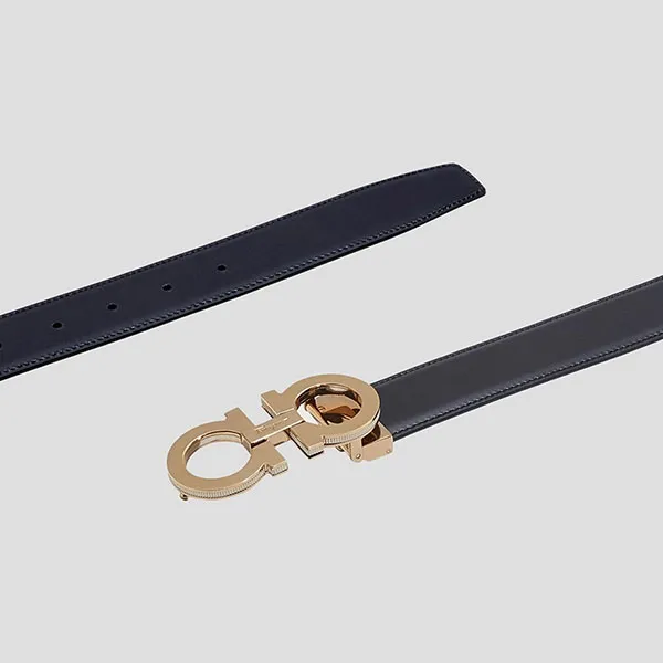 Thắt Lưng Nam Salvatore Ferragamo Gancini Buckle Black & Gold 0725453 Belt Màu Đen - Thắt lưng - Vua Hàng Hiệu