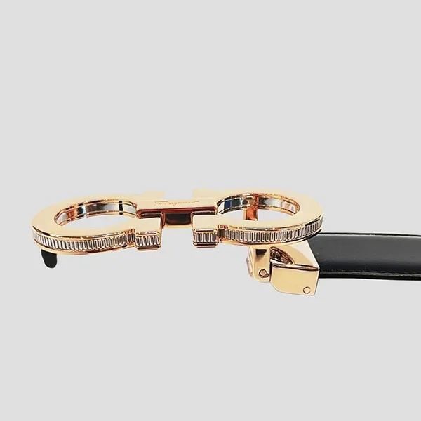 Thắt Lưng Nam Salvatore Ferragamo Gancini Buckle Black & Gold 0725453 Belt Màu Đen - Thắt lưng - Vua Hàng Hiệu