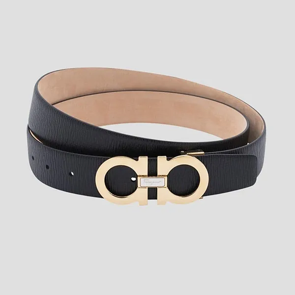 Thắt Lưng Nam Salvatore Ferragamo Gancini Buckle Black & Gold 0754204 Belt Màu Đen Size 105 - Thắt lưng - Vua Hàng Hiệu