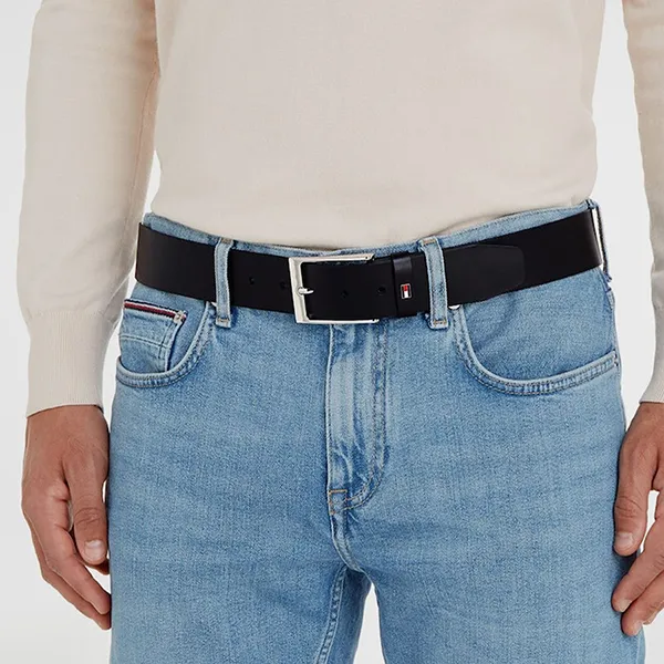 Thắt Lưng Nam Tommy Hilfiger Leather Belt AM0AM10846_NERO_BDS Màu Đen Size 90 - Thắt lưng - Vua Hàng Hiệu