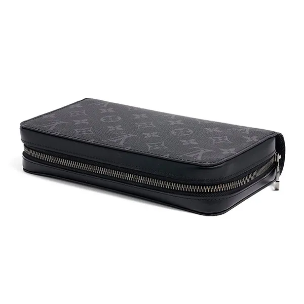 Túi Cầm Tay Louis Vuitton LV M61698 Wallet Round Zip Long Wallet Men's Monogram Eclipse Zippy XL Màu Đen