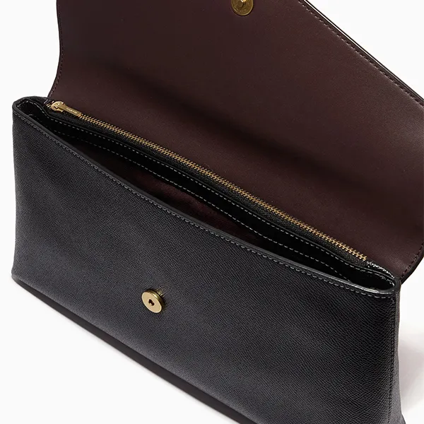 Túi Cầm Tay Nữ Coach Wyn Wristlet Clutch In Crossgrain Leather Màu Đen