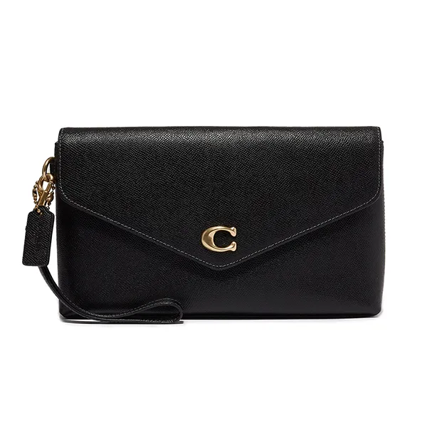 Túi Cầm Tay Nữ Coach Wyn Wristlet Clutch In Crossgrain Leather Màu Đen