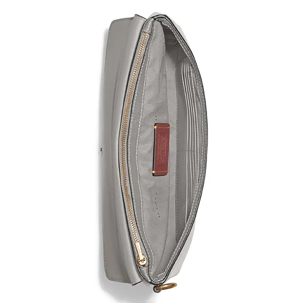 Túi Cầm Tay Nữ Coach Wyn Wristlet Clutch In Crossgrain Leather Màu Xám