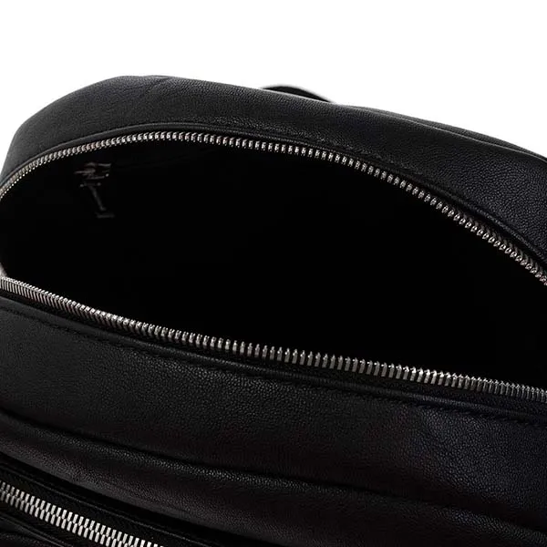 Túi Đeo Chéo Nam Dsquared2 Black Leather With Logo Printed CBM003316805228 Màu Đen