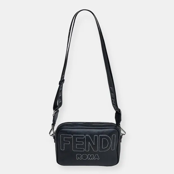 Túi Đeo Chéo Nam Fendi Roma Shadow Camera Case Black Leather FF Print Bag 7M0286AP15F0GXN Màu Đen
