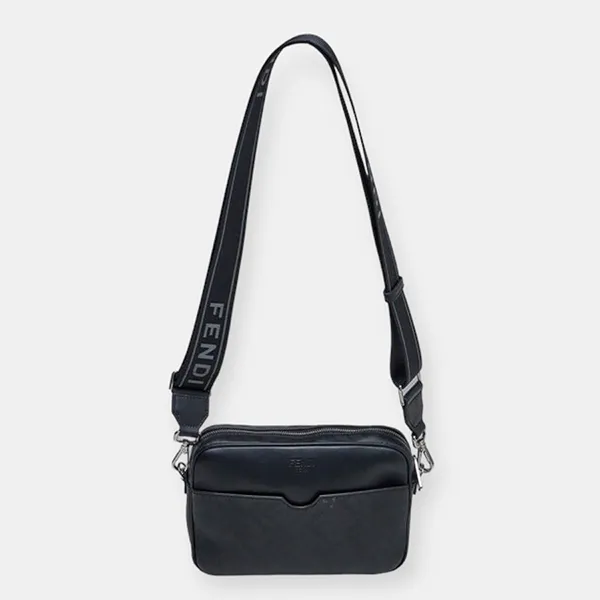 Túi Đeo Chéo Nam Fendi Roma Shadow Camera Case Black Leather FF Print Bag 7M0286AP15F0GXN Màu Đen