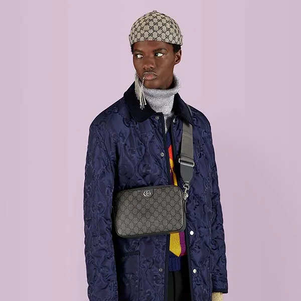 Túi Đeo Chéo Nam Gucci Ophidia GG Shoulder Bag 699439 UULHK 8576 Màu Xám Đen - Túi xách - Vua Hàng Hiệu