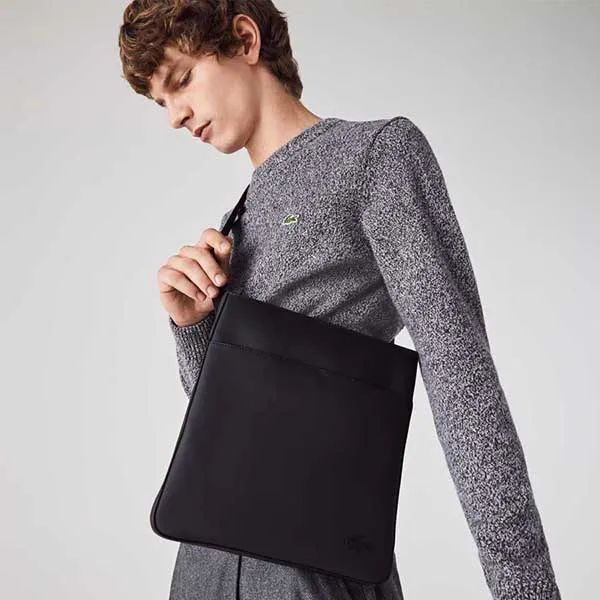 Túi Đeo Chéo Nam Lacoste Men's Classic Petit Piqué Flat Bag NH2850HC 000 Màu Đen - Túi xách - Vua Hàng Hiệu