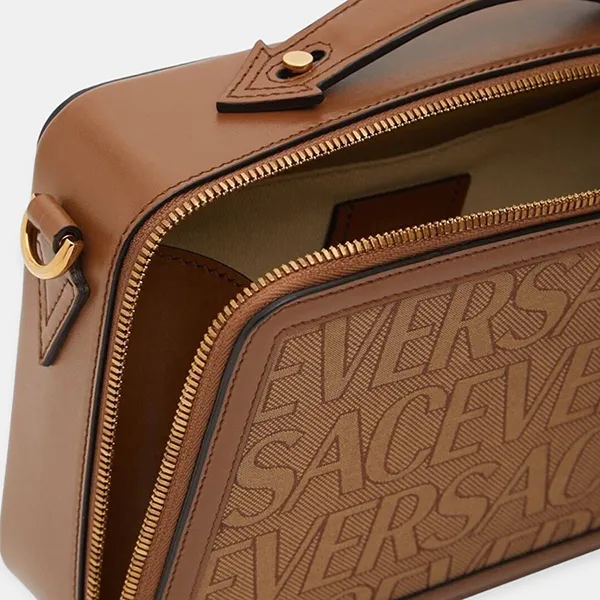 Túi Đeo Chéo Nam Versace Canvas Messenger Bag 10017691A07951_2N24V Màu Nâu - Túi xách - Vua Hàng Hiệu