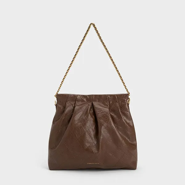 Túi Đeo Chéo Nữ Charles & Keith CNK Duo Double Chain Hobo Bag Dark Brown 40671449 Màu Nâu Đậm (Kèm Túi Nhỏ)