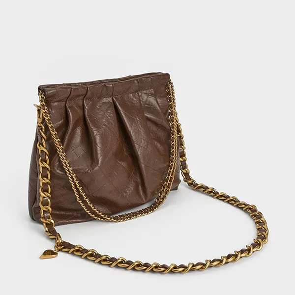 Túi Đeo Chéo Nữ Charles & Keith CNK Duo Double Chain Hobo Bag Dark Brown 40671449 Màu Nâu Đậm (Kèm Túi Nhỏ)