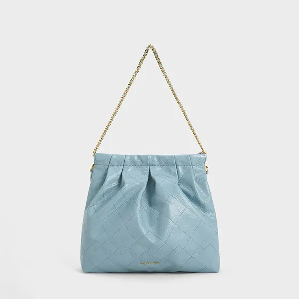 Túi Đeo Chéo Nữ Charles & Keith CNK Duo Double Chain Hobo Bag Slate Blue 40671449 Màu Xanh (Kèm Túi Nhỏ)