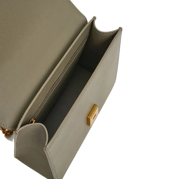 Túi Đeo Chéo Nữ Charles & Keith CNK Front Flap Chain Handle Crossbody Bag 80701349 Màu Khaki