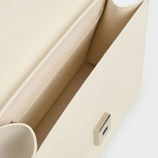 Túi Đeo Chéo Nữ Charles & Keith CNK Front Flap Chain Handle Crossbody Bag Cream 80701349 Màu Kem