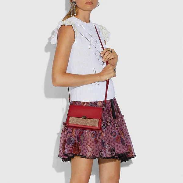 Túi Đeo Chéo Nữ Coach Dreamer Convertible Bag 76129 Màu Đỏ/Nâu