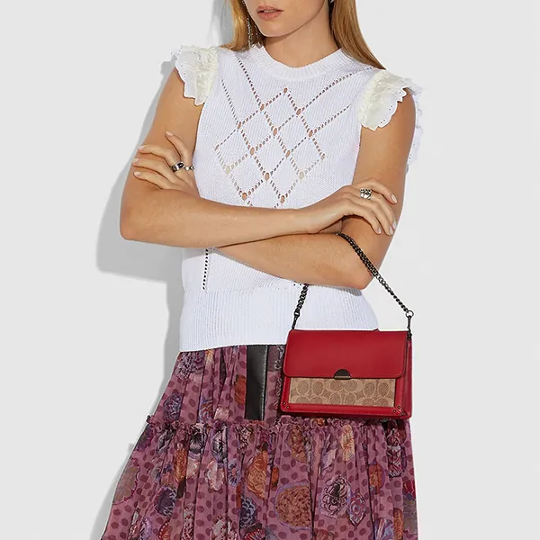 Túi Đeo Chéo Nữ Coach Dreamer Convertible Bag 76129 Màu Đỏ/Nâu
