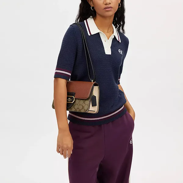 Túi Đeo Chéo Nữ Coach Large Morgan Square Crossbody In Colorblock Signature Canvas CM713 Màu Nâu Be - Túi xách - Vua Hàng Hiệu