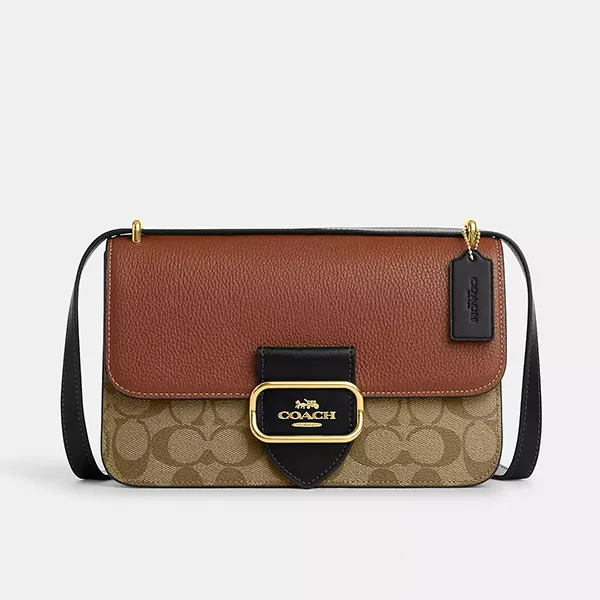 Túi Đeo Chéo Nữ Coach Large Morgan Square Crossbody In Colorblock Signature Canvas CM713 Màu Nâu Be - Túi xách - Vua Hàng Hiệu