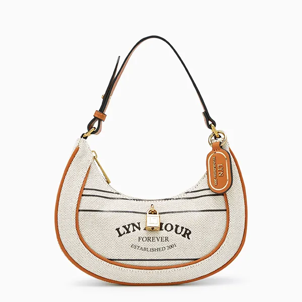 Túi Đeo Chéo Nữ Lyn Moana S Shoulder Bags Brown LL23FBF222 Màu Xám Viền Nâu - Túi xách - Vua Hàng Hiệu