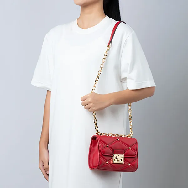Túi Đeo Chéo Nữ Michael Kors MK Bolsa Tranversal Serena Nappa Pequena 35F2GNRC6I Màu Đỏ - Túi xách - Vua Hàng Hiệu