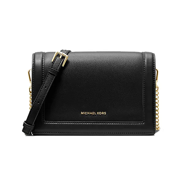 Túi Đeo Chéo Nữ Michael Kors MK Jet Set Large Cross-Grain Leather Shoulder Bag 32S2GJ6C7L Màu Đen T_NA