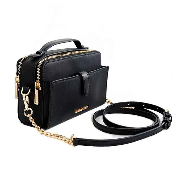 Túi Đeo Chéo Nữ Michael Kors MK Jet Set Medium Double Zip Phone Crossbody Bag 35F2GTTC2L Màu Đen