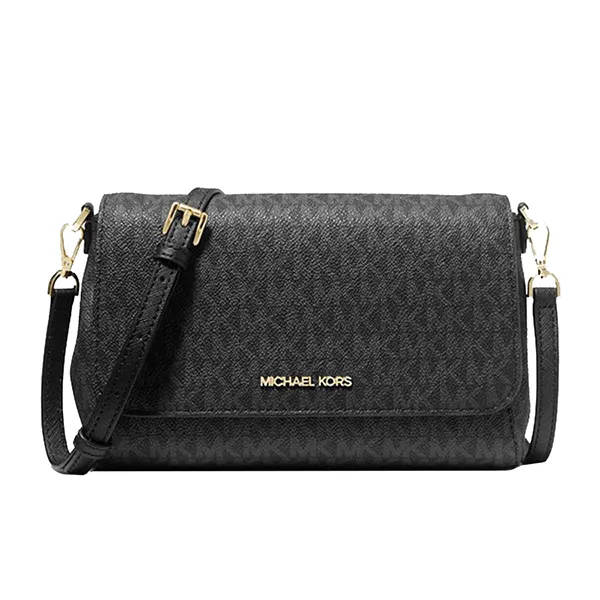 Túi Đeo Chéo Nữ Michael Kors MK Medium Logo Convertible Crossbody Bag 35H8GTTC6B Màu Đen - Túi xách - Vua Hàng Hiệu