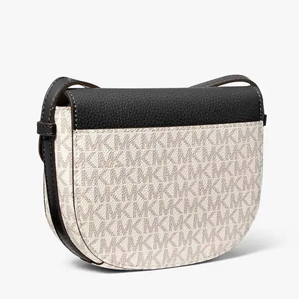 Túi Đeo Chéo Nữ Michael Kors MK Reed Small Logo and Leather Crossbody Bag 35F3G6RC1B Màu Trắng/Đen