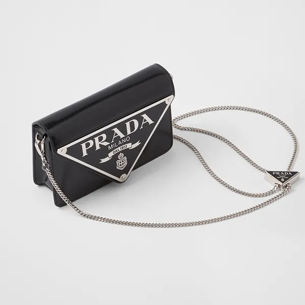 Túi Đeo Chéo Nữ Prada Brushed Leather Shoulder Bag Màu Đen