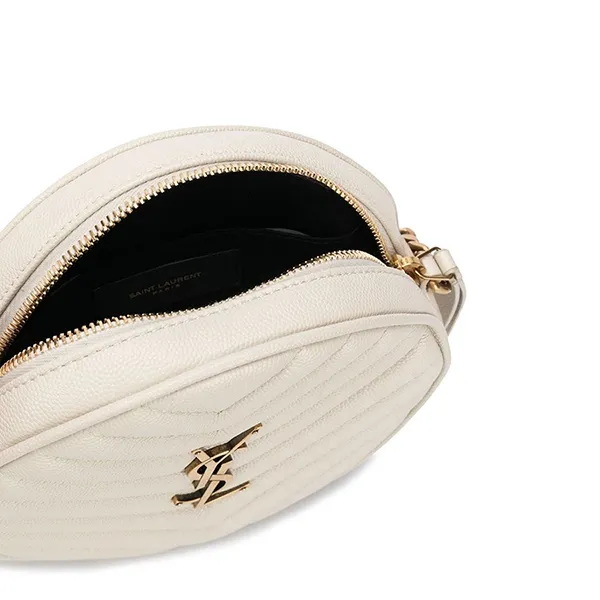 Túi Đeo Chéo Nữ Yves Saint Laurent YSL Vinyle Round Camera Bag 6104361GF07 Màu Trắng - Túi xách - Vua Hàng Hiệu