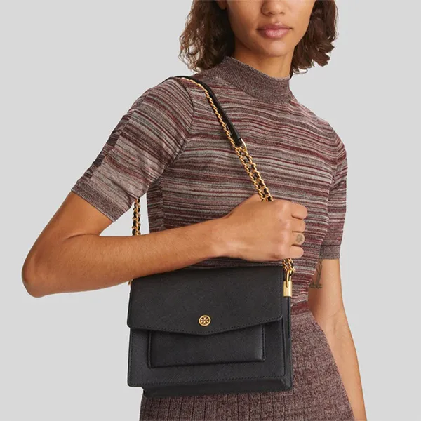 Túi Đeo Chéo Nữ Tory Burch Robinson Black Saffiano Leather 88522 Màu Đen - Túi xách - Vua Hàng Hiệu