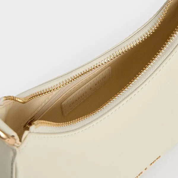 Túi Đeo Vai Nữ Charles & Keith CNK Lock & Key Chain Handle Trapeze Bag 20271269 Màu Cream
