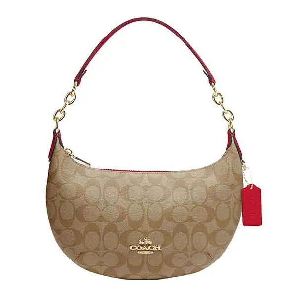 Túi Đeo Vai Nữ Coach Payton Hobo In Signature Canvas CE620 Màu Khaki/Đỏ - Túi xách - Vua Hàng Hiệu