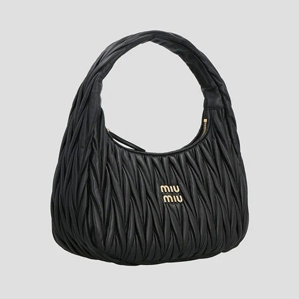 Túi Đeo Vai Nữ Miu Miu Black Leather With Gold Logo 5BC108VOOYN88 F0002 Màu Đen - Túi xách - Vua Hàng Hiệu