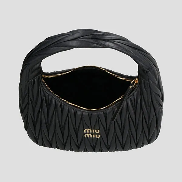 Túi Đeo Vai Nữ Miu Miu Black Leather With Gold Logo 5BC108VOOYN88 F0002 Màu Đen - Túi xách - Vua Hàng Hiệu