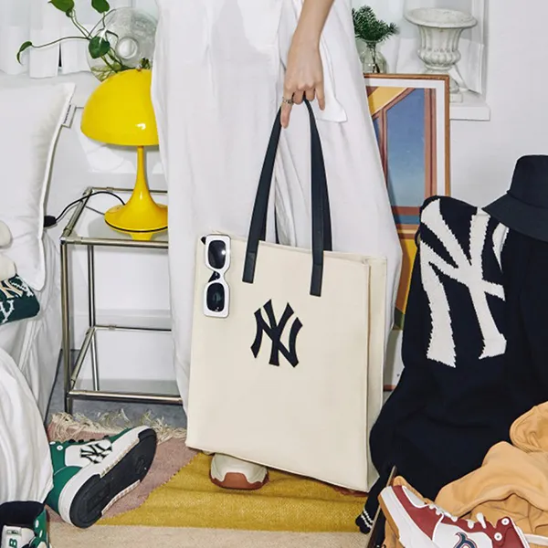 Túi Tote MLB Canvas Tote Bag New York Yankees 3AORM022N-50CRS Màu Trắng - Túi xách - Vua Hàng Hiệu