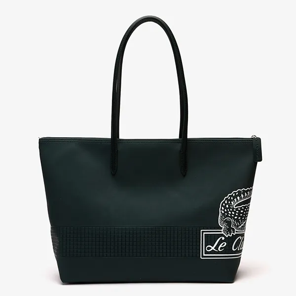 Túi Tote Nữ Lacoste Women’s NF4243SJ K49 Large Contrast Print Màu Xanh Rêu
