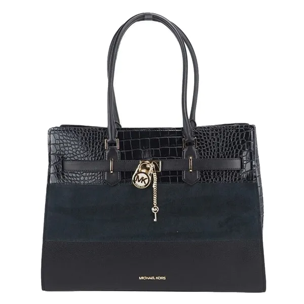 Túi Tote Nữ Michael Kors MK Hamilton XL Mixed Materials East West Handbag 35F1GHMT4E Màu Đen